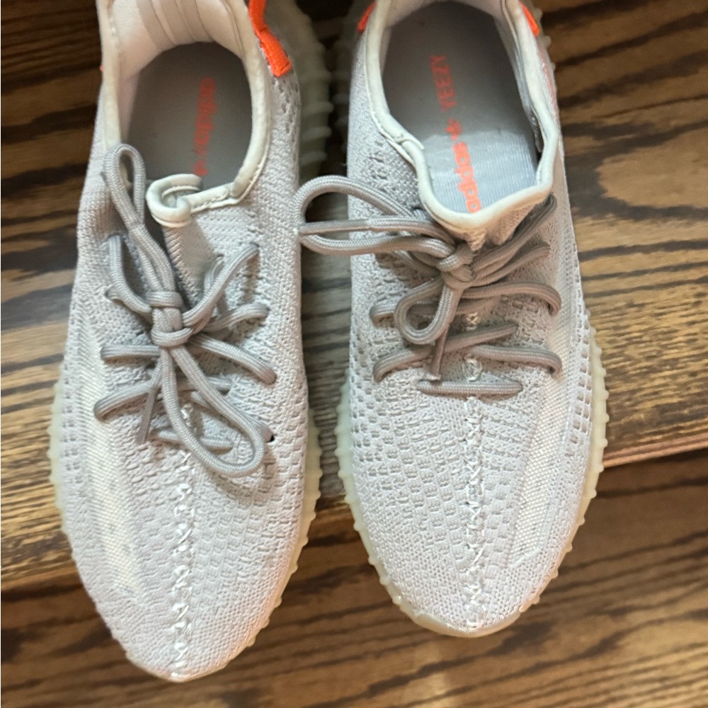 Yeezy Gray and Orange Sneakers